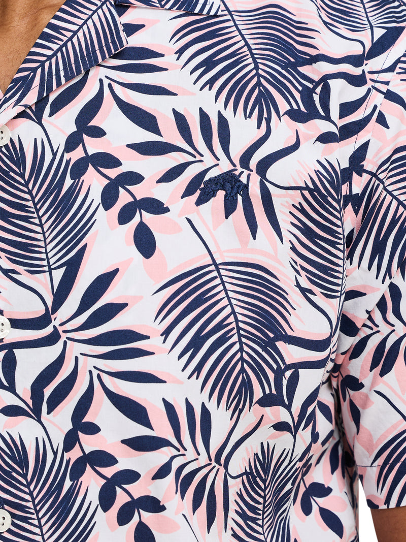 Short Sleeve Large Fern Shirt - Navy