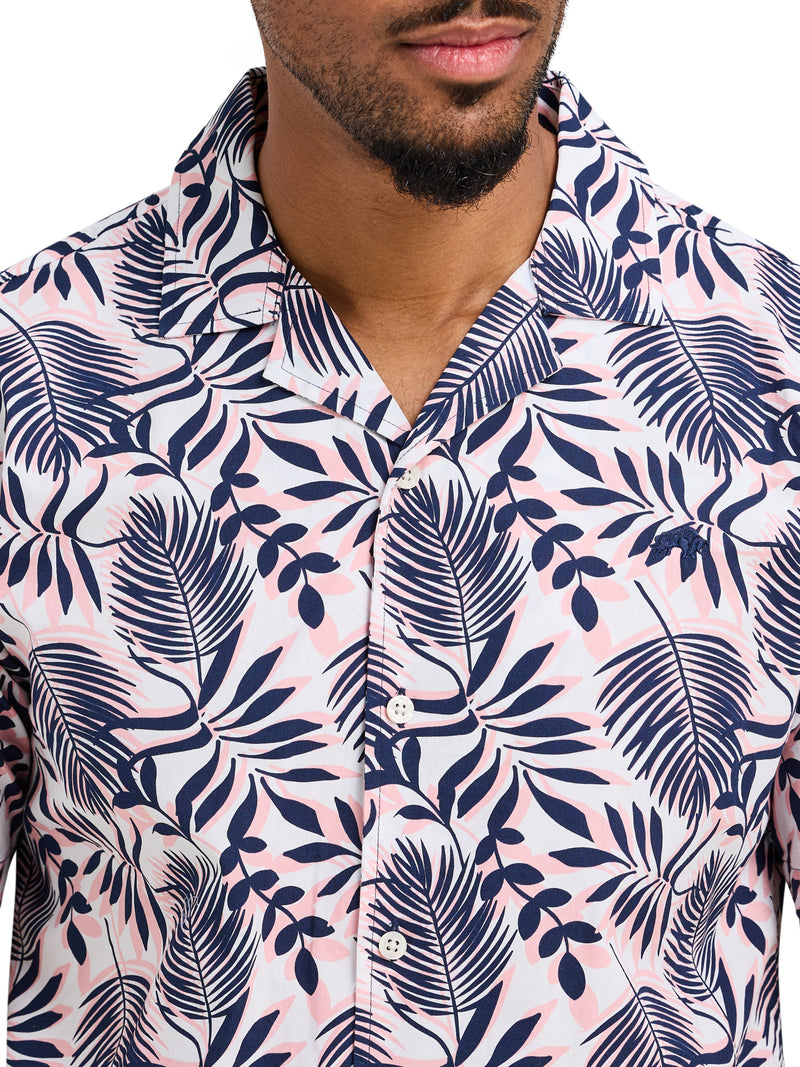 Short Sleeve Large Fern Shirt - Navy
