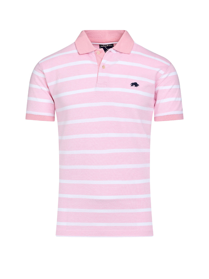 Birdseye Stripe Pique Polo - Pink
