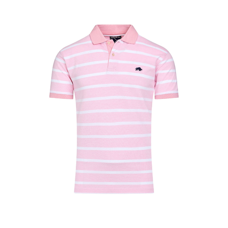 Birdseye Stripe Pique Polo - Pink
