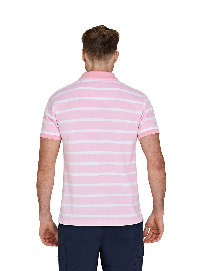 Birdseye Stripe Pique Polo - Pink