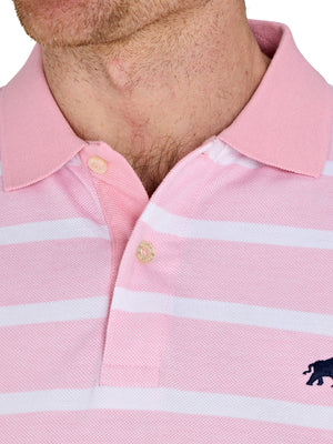 Birdseye Stripe Pique Polo - Pink