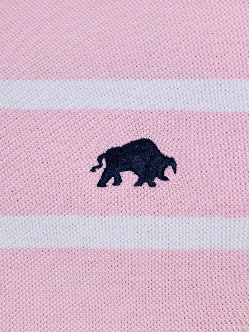 Birdseye Stripe Pique Polo - Pink