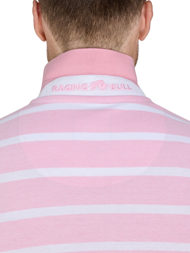 Birdseye Stripe Pique Polo - Pink
