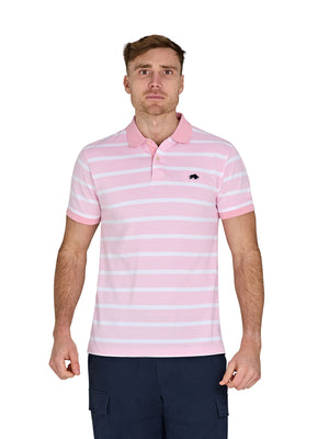 Birdseye Stripe Pique Polo - Pink