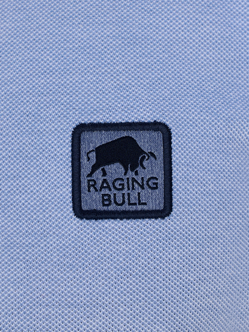 Birdseye Pique Woven Patch Polo - Sky Blue