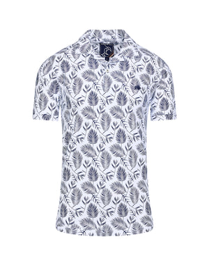 Floral Print Jersey Polo - Navy