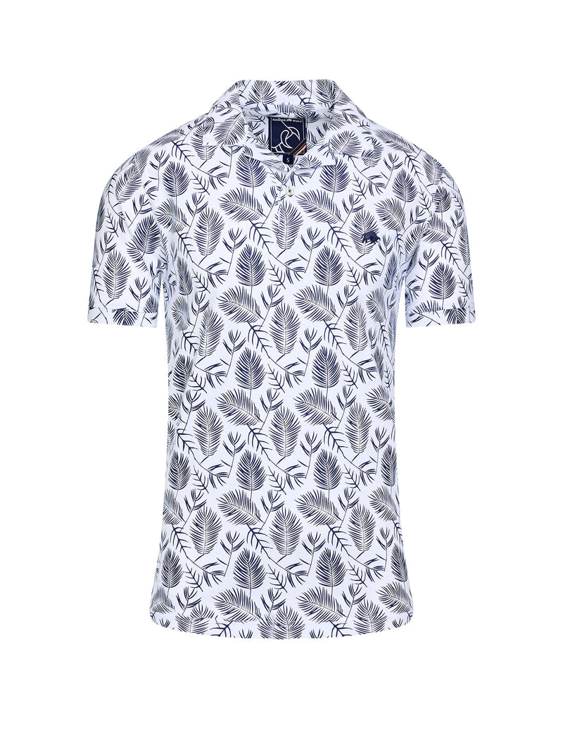 Floral Print Jersey Polo - Navy