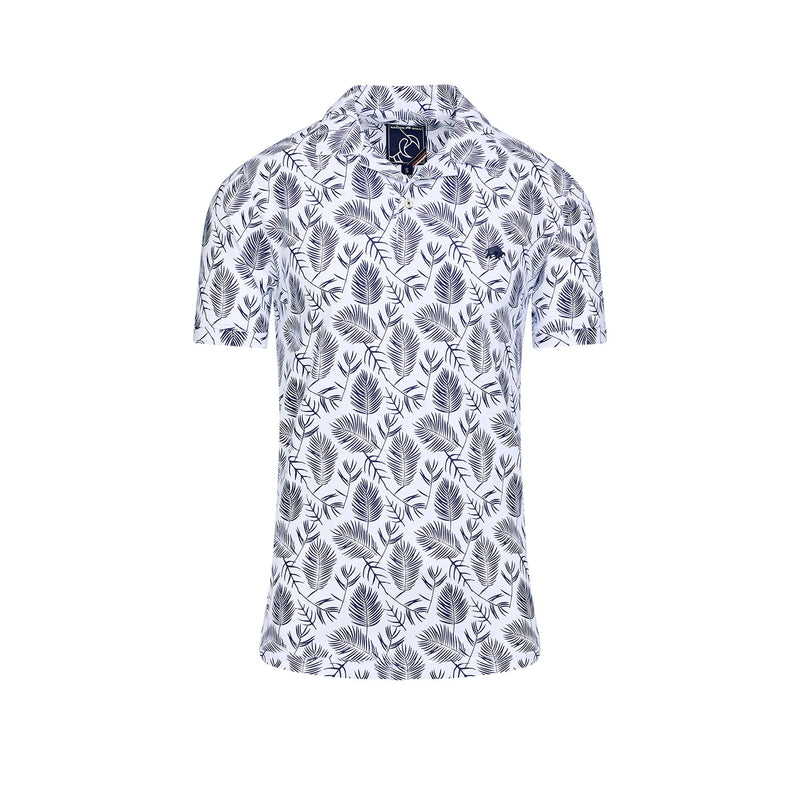 Floral Print Jersey Polo - Navy
