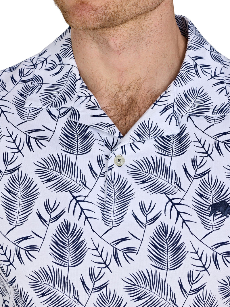Floral Print Jersey Polo - Navy