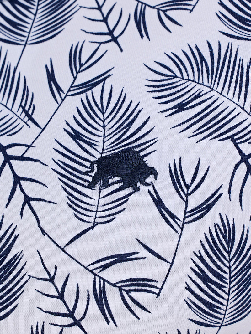 Floral Print Jersey Polo - Navy