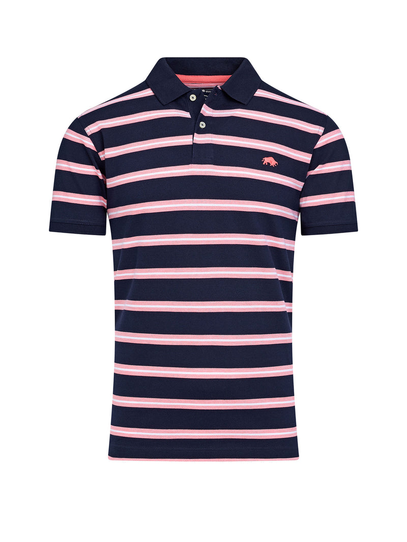 Trio Stripe Polo - Navy