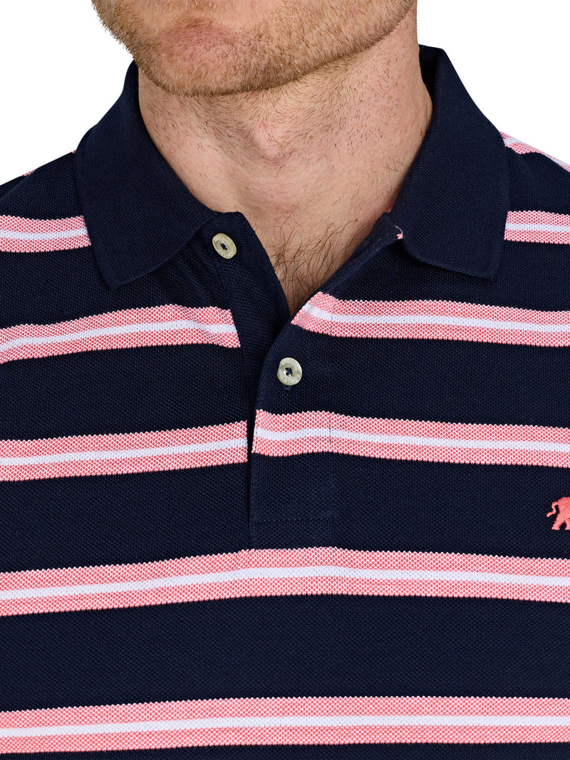 Trio Stripe Polo - Navy
