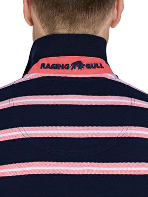 Trio Stripe Polo - Navy