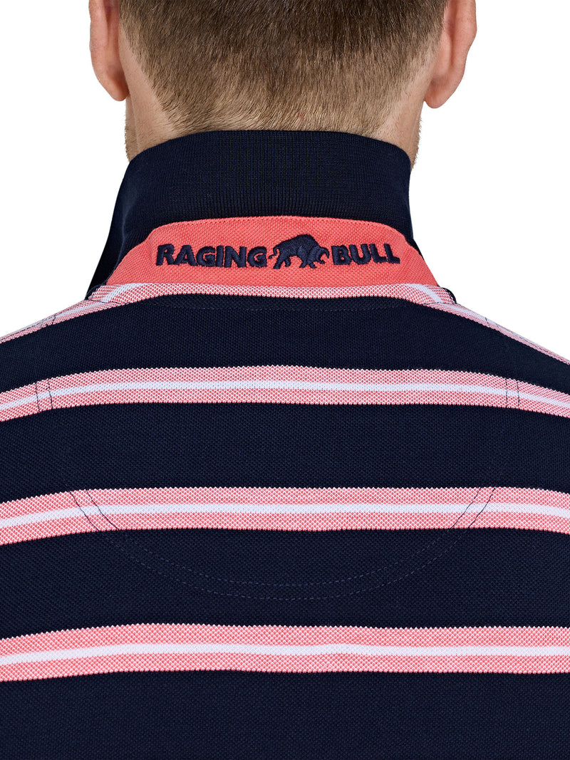 Trio Stripe Polo - Navy