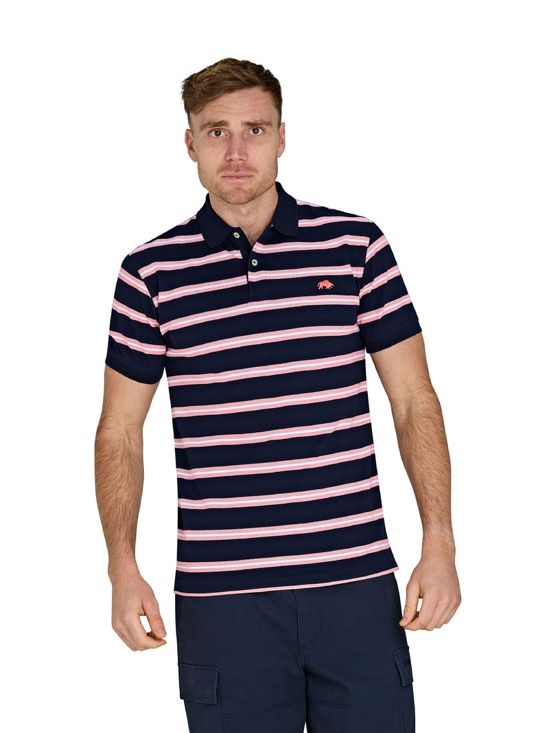 Trio Stripe Polo - Navy