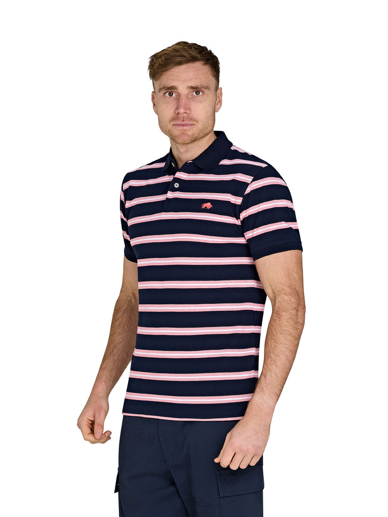 Trio Stripe Polo - Navy