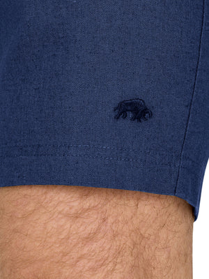 Stretch Waist Linen Short - Navy