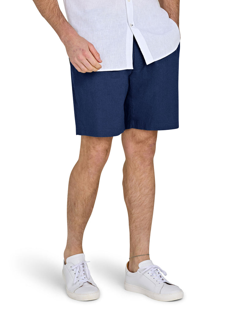 Stretch Waist Linen Short - Navy