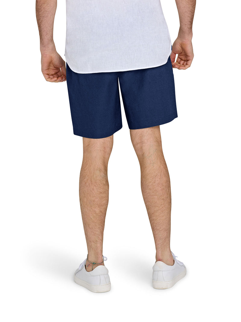 Stretch Waist Linen Short - Navy