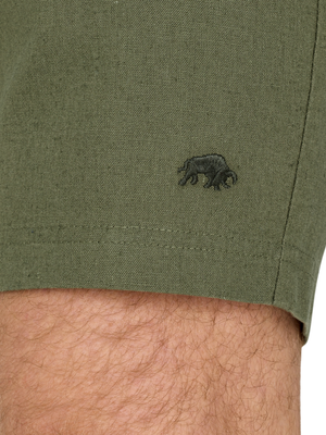 Stretch Waist Linen Short - Olive