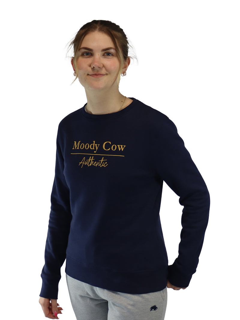 Moody Cow Authentic Crew Neck Sweat - Navy