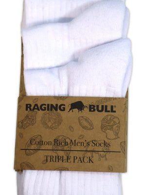 3 Pack Cotton Mix Mens Socks - White