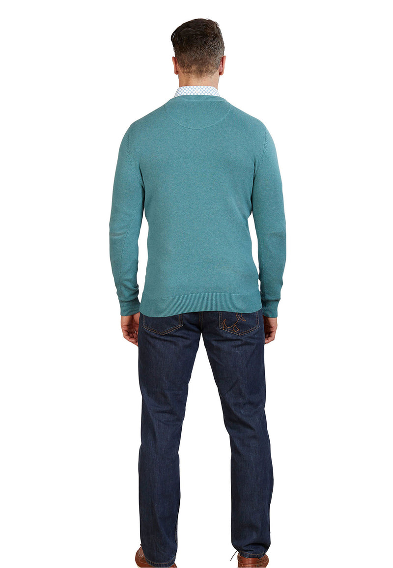 Knitted Cotton/Cashmere Crew Neck - Teal