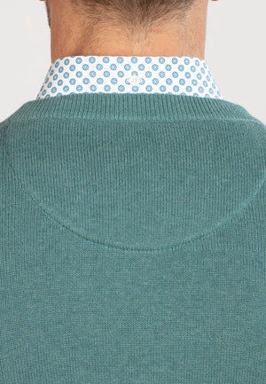 Knitted Cotton/Cashmere Crew Neck - Teal