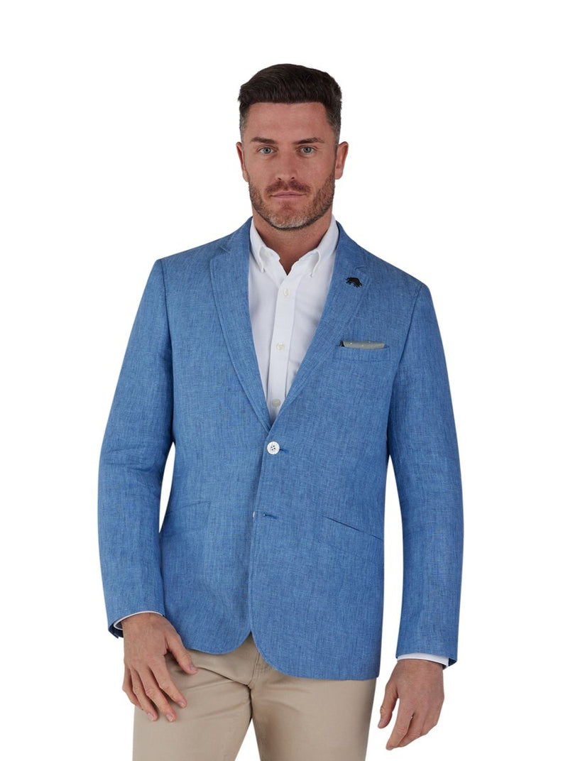 Linen Blazer - Mid Blue