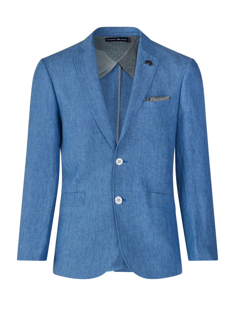 Linen Blazer - Mid Blue