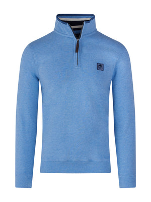 Badge Quarter Zip Sweat - Sky Blue