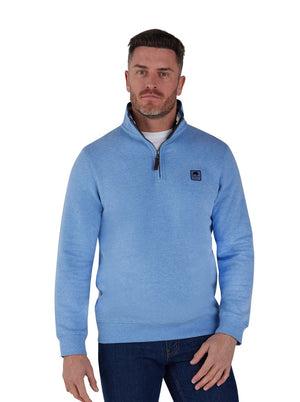 Badge Quarter Zip Sweat - Sky Blue