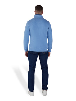 Badge Quarter Zip Sweat - Sky Blue