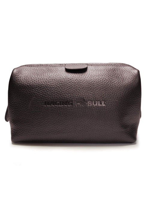 Leather Wash Bag - Brown
