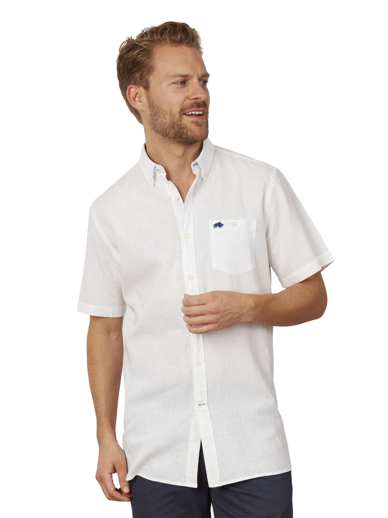 Short Sleeve Classic Linen Shirt - White
