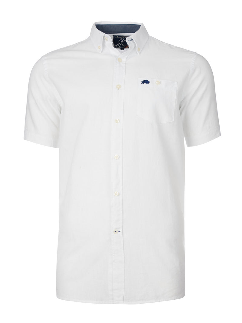 Short Sleeve Classic Linen Shirt - White