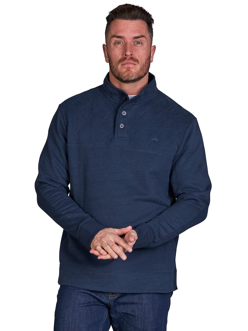 Classic Button Up Sweat - Navy