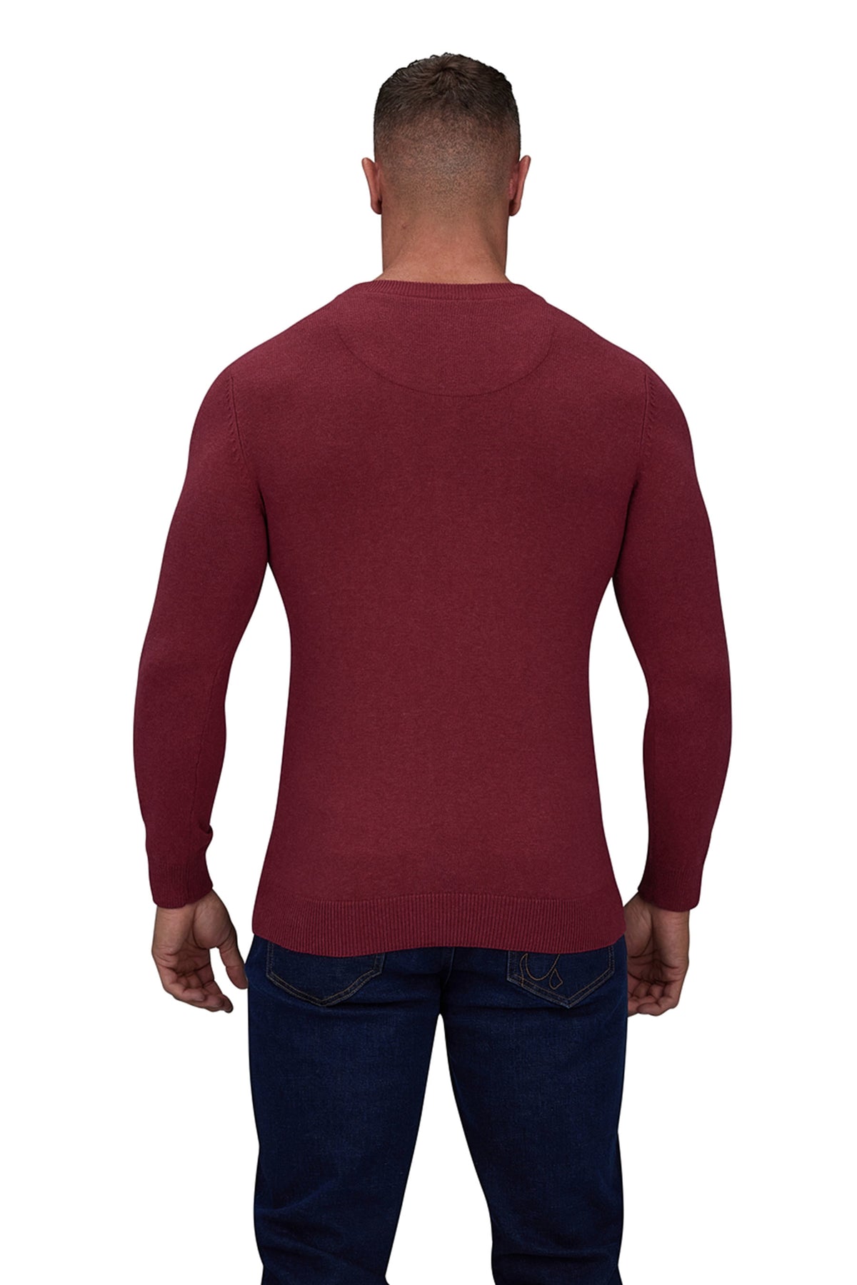 Knitted Cotton/Cashmere Crew Neck - Berry