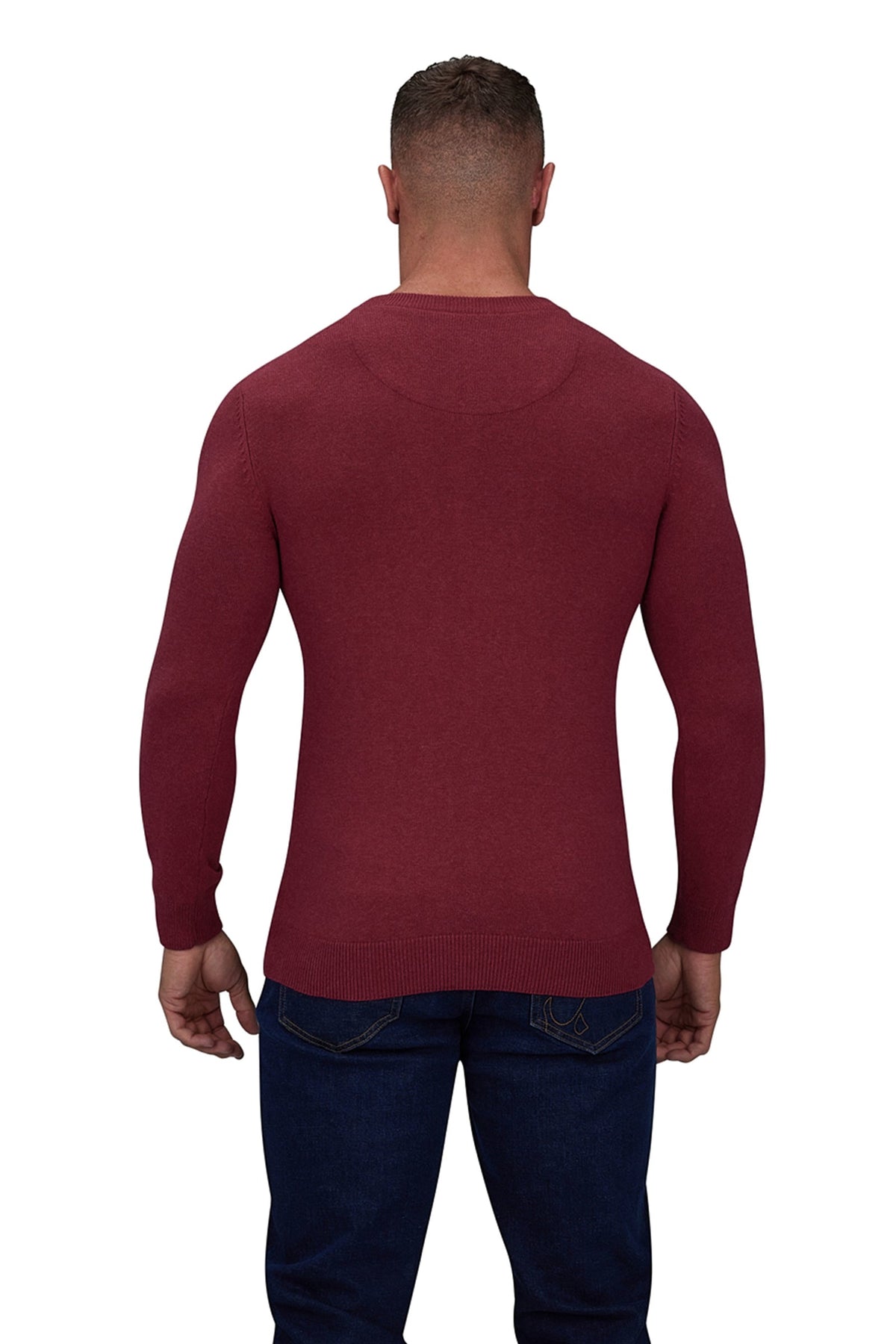 Knitted Cotton/Cashmere Crew Neck - Berry Raging Bull