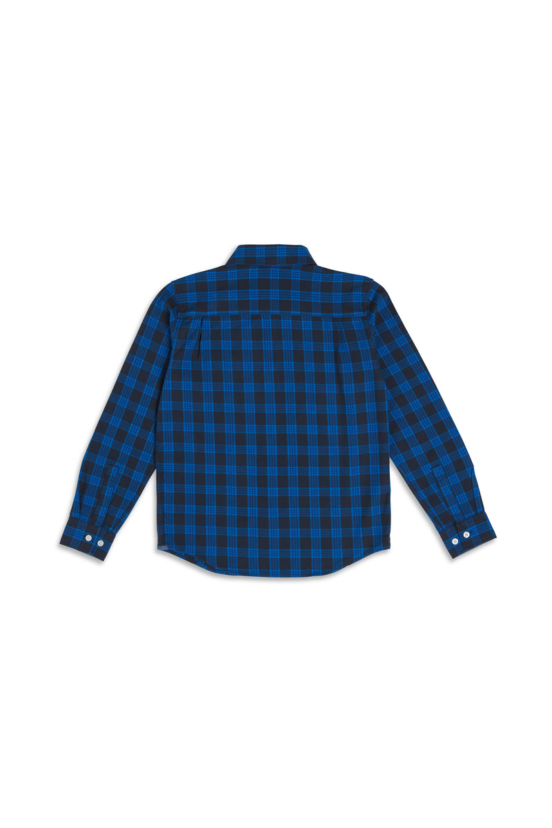Checked Shirt Brushed Twill Cobalt