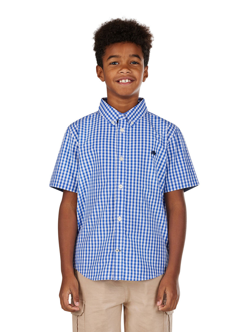 Signature Short Sleeve Gingham Shirt - Navy