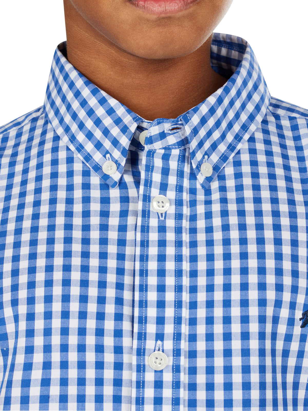 Signature Short Sleeve Gingham Shirt - Navy