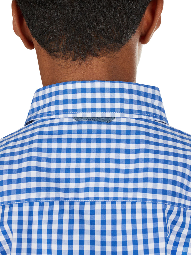 Signature Short Sleeve Gingham Shirt - Navy