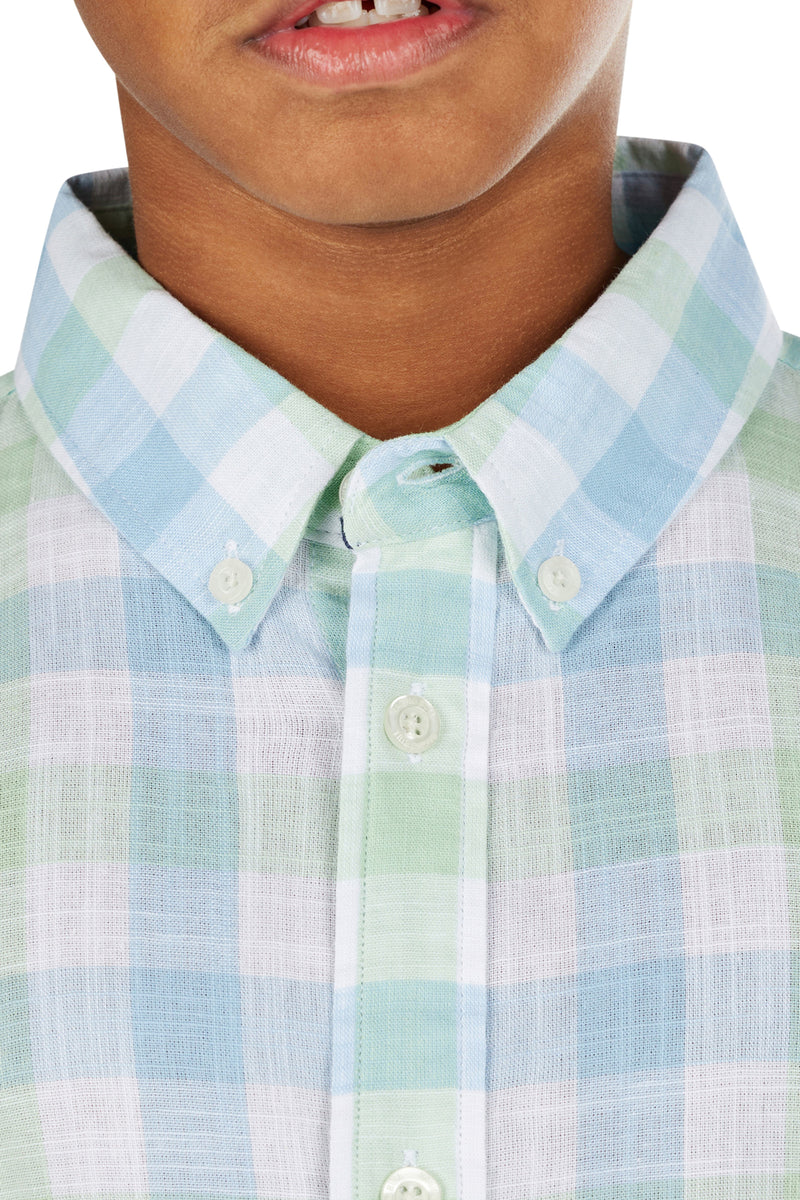 Short Sleeve Multi Check Shirt - Mint