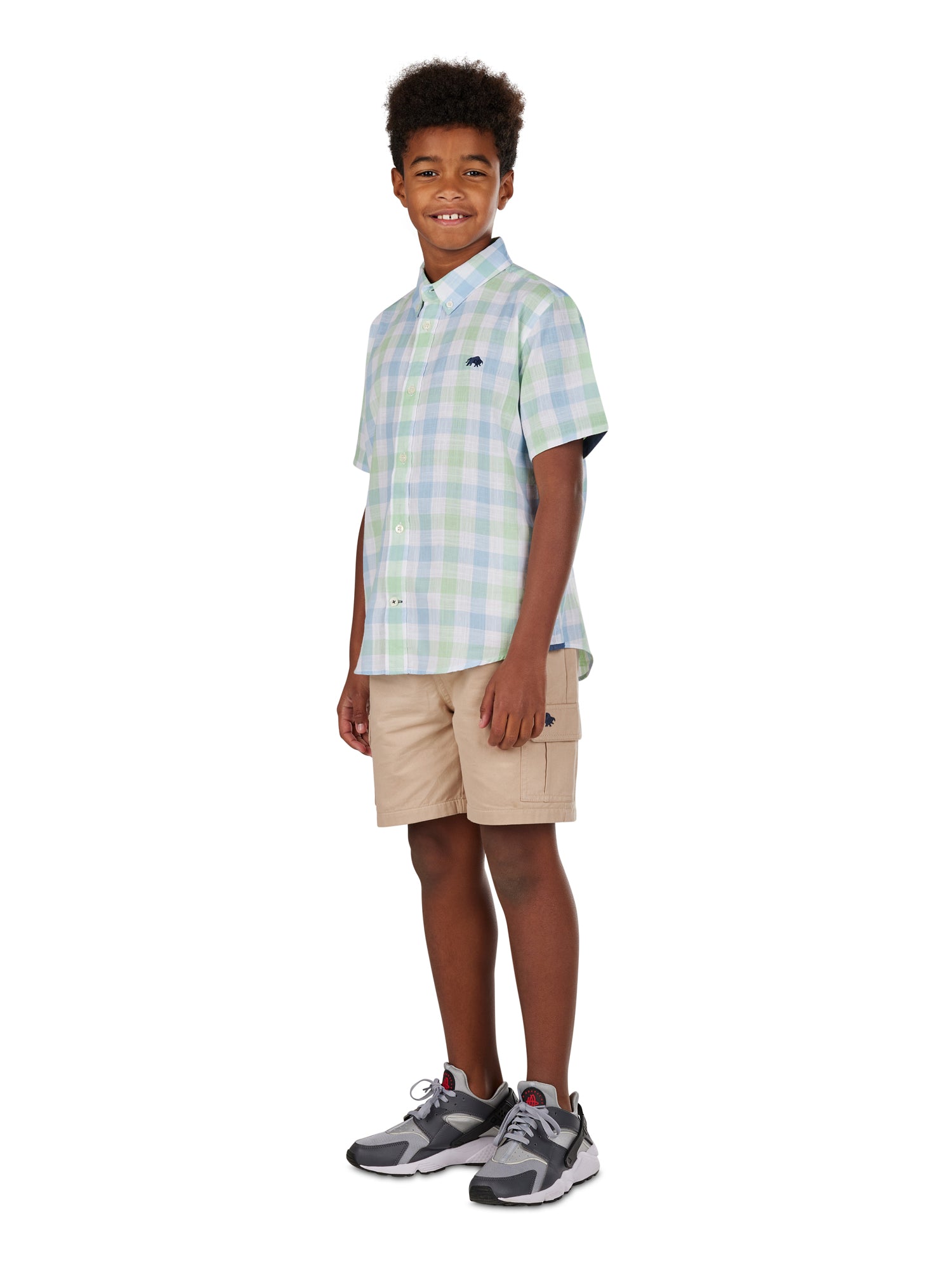 Short Sleeve Multi Check Shirt Mint Raging Bull Clothing