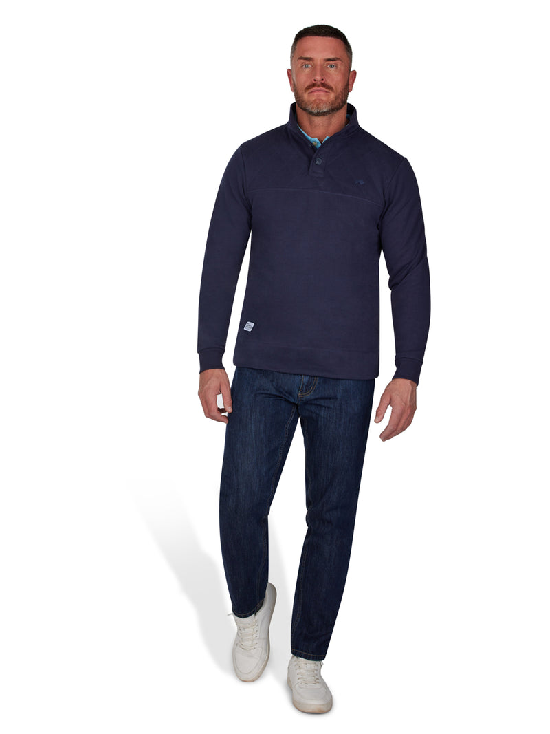 MNDF Classic Button Up Sweat - Navy