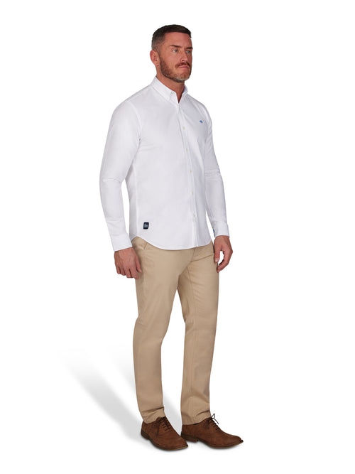 MNDF Long Sleeve Classic Oxford Shirt - White