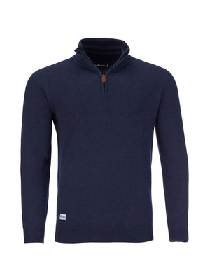 MNDF Knitted Cotton Cashmere Quarter Zip - Navy