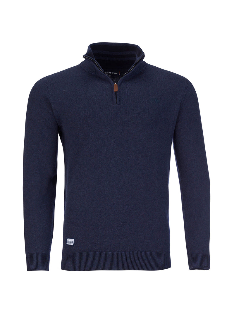 MNDF Knitted Cotton Cashmere Quarter Zip - Navy